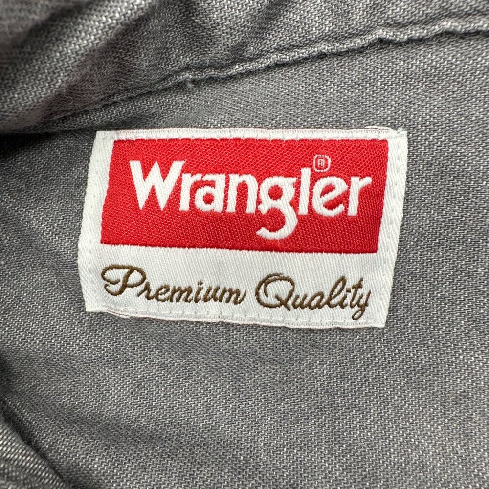 Wrangler Long Sleeve Shirt Mens Large Cotton Casual Button Up Gray Pockets - Picture 4 of 7